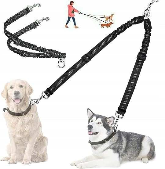 DOUBLE LEASH 2IN1 FOR TWO DOGS DOG WALK 360°