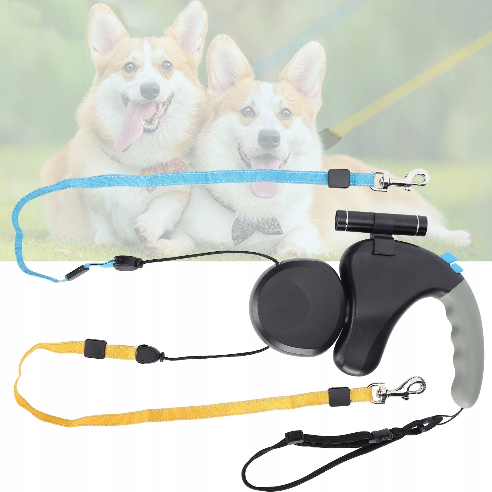 DOUBLE LEASH AUTOMATIC DOG TAPE 300CM Maximum leash length 1 m