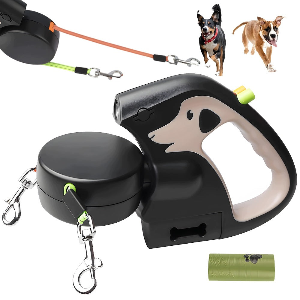 DOUBLE LEASH AUTOMATIC LED BAG DISPENSER 3M FOR DOG