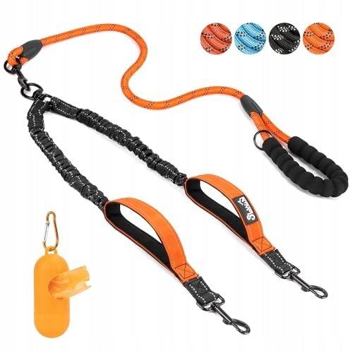 DOUBLE LEASH FOR 2 DOGS ROTATING 360 REFLECTIVE WITH CUSHIONING Packaging status original