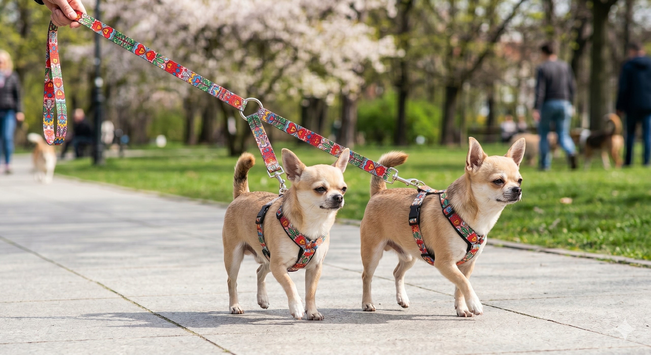 DOUBLE LEASH for 2 Dogs BINARY long 1,78 m 2 cm Ukory colorful PATTERN Color multicolor