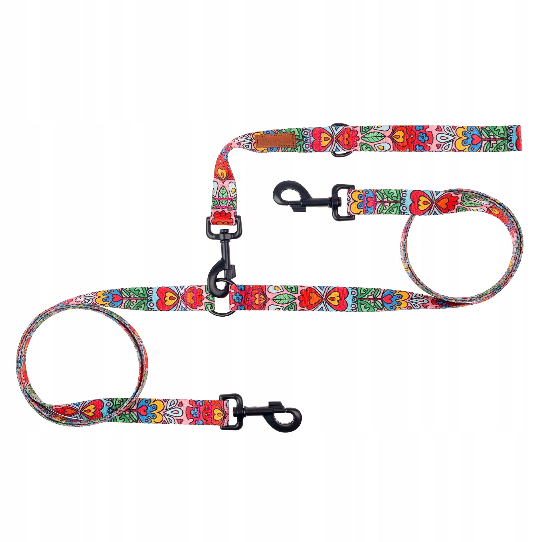DOUBLE LEASH for 2 Dogs BINARY long 1,78 m 2 cm Ukory colorful PATTERN Manufacturer code Smycz Dwójnik 140 cm 2 cm PIES ŁOWICKI