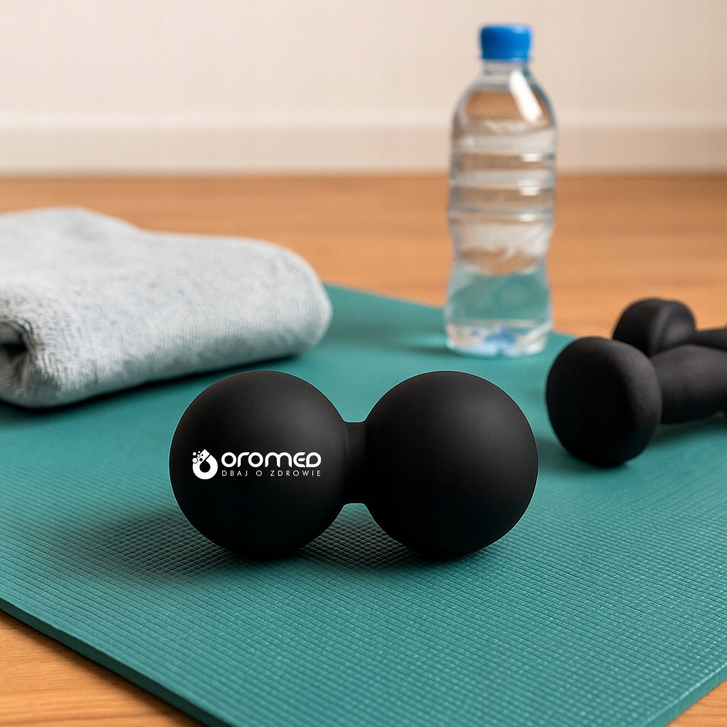 DOUBLE MASSAGE BALL HARD ROLLER POINT MASSAGER FOR LACROSSE MUSCLES Manufacturer code Roller do masażu podwójny czarny