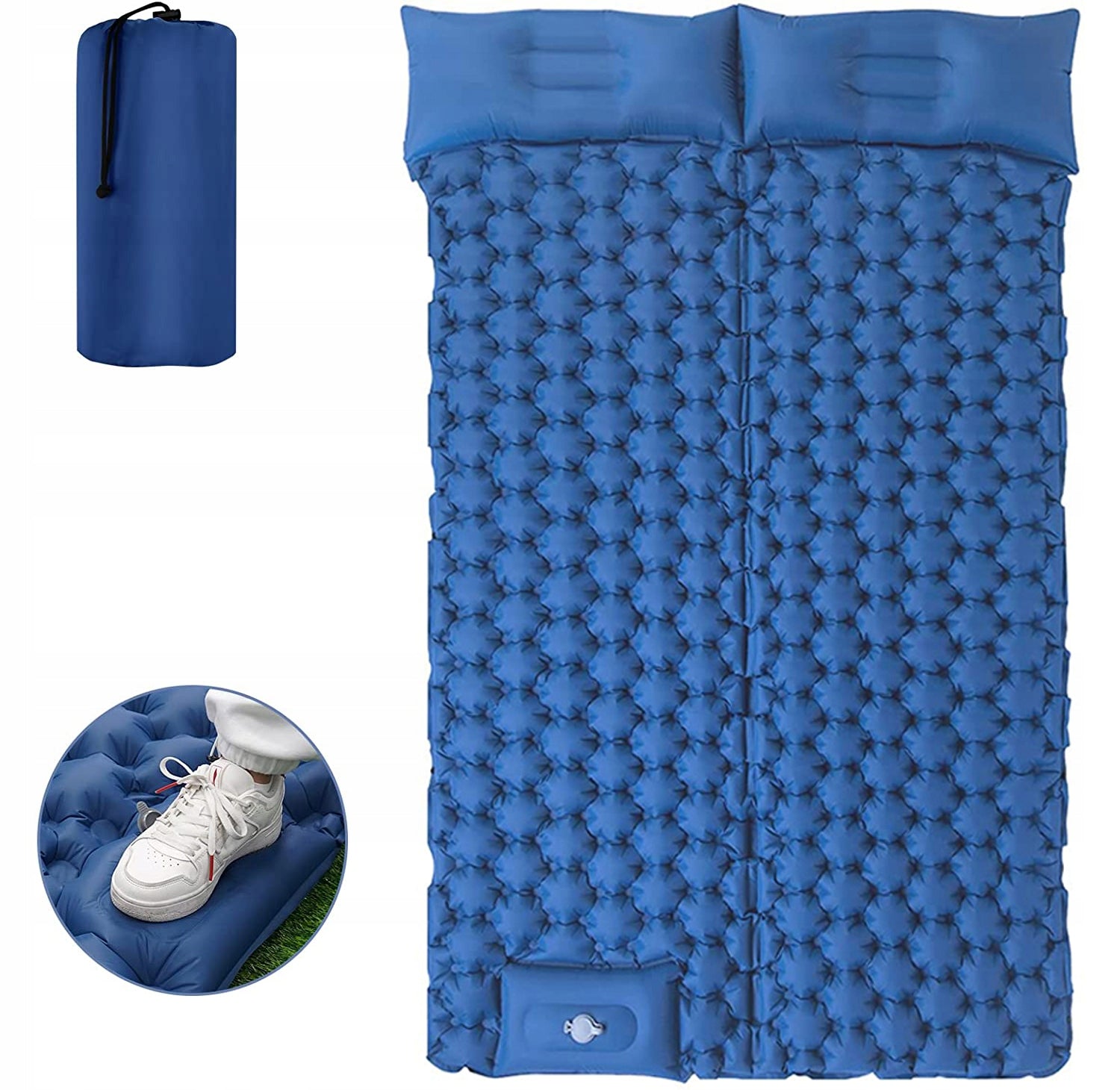DOUBLE MATTRESS AUTOMATIC INFLATABLE NAVY BLUE 200*120CM WATERPROOF