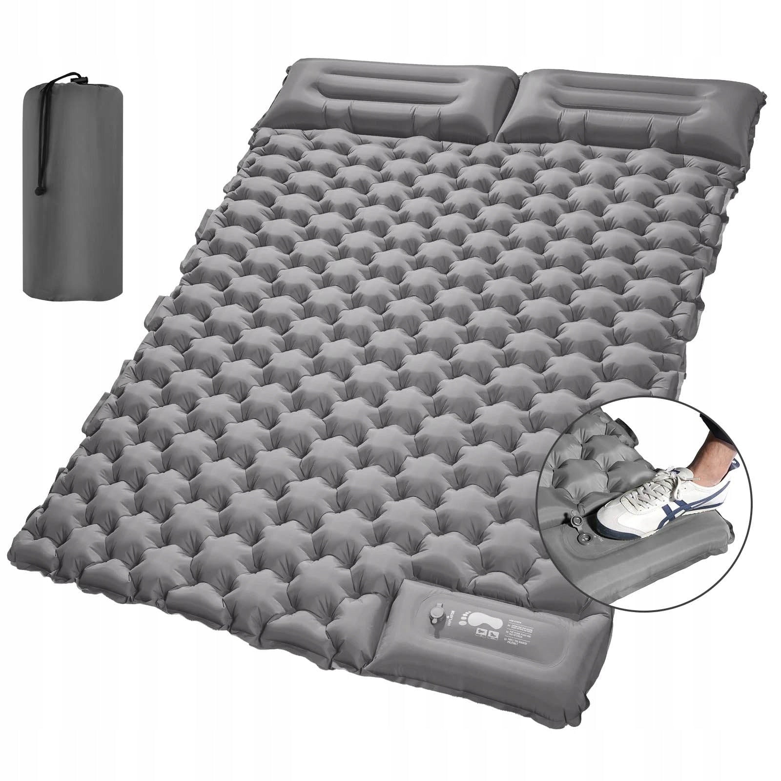 DOUBLE MATTRESS SELF-INFLATING CAMPING BUILT-IN PUMP MAT