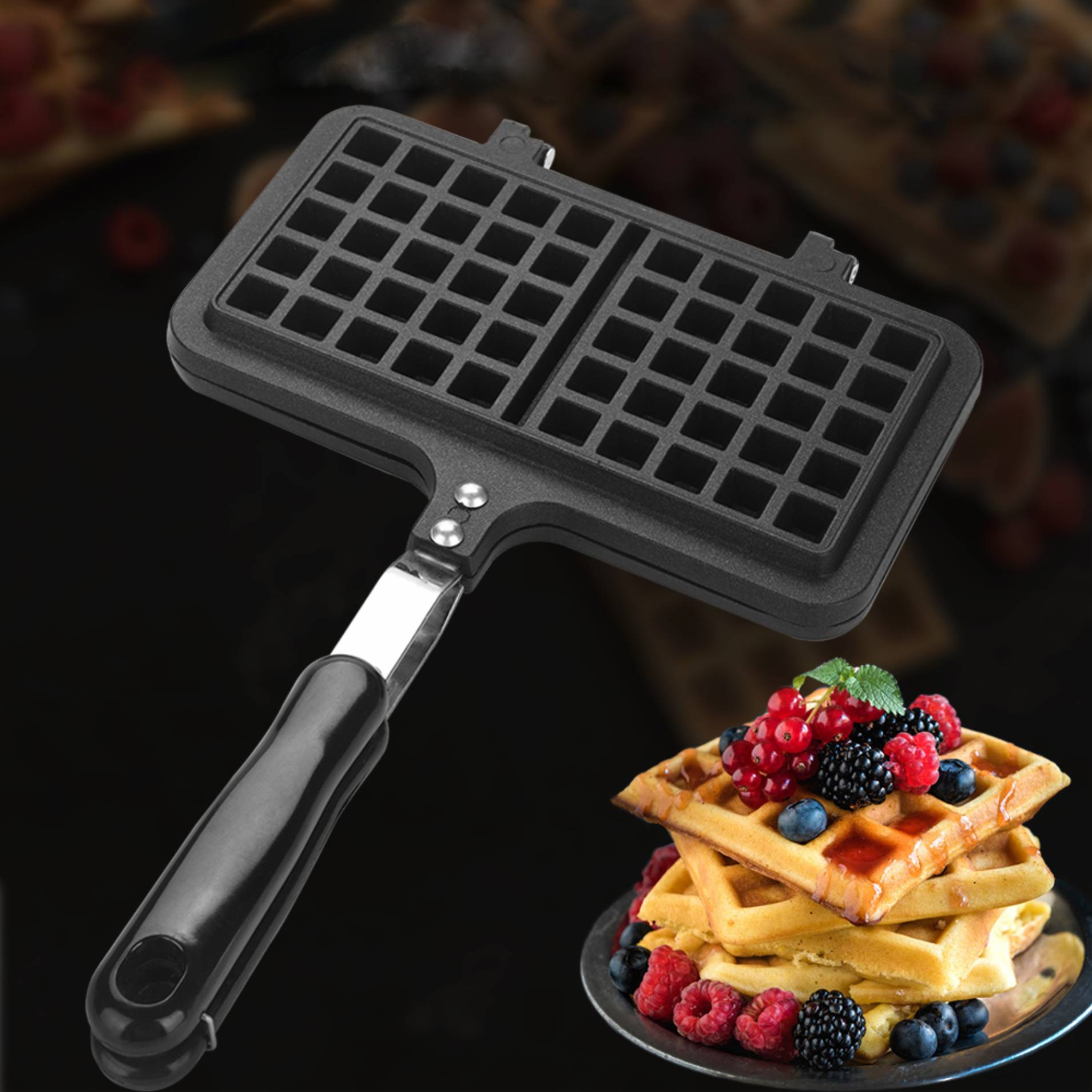 DOUBLE NONSTICK WAFFLE PAN FOR HOME KITCHEN