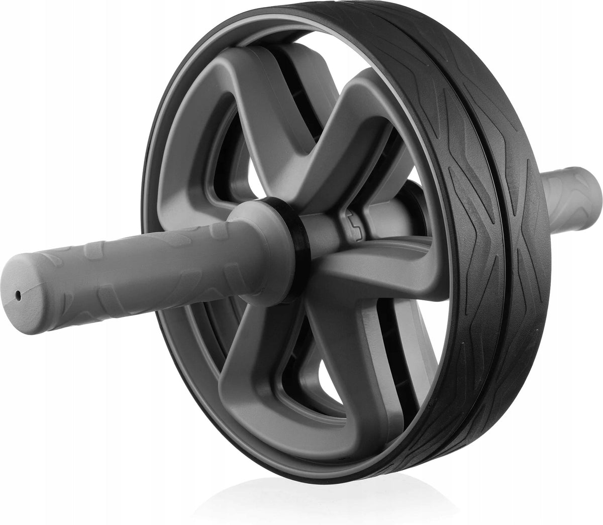 DOUBLE ROLLER WHEEL FOR ABDOMINAL MUSCLE EXERCISES AB WHEEL GYMTEK Color black gray