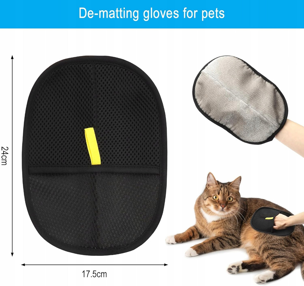 DOUBLE SIDED ANIMAL HAIR REMOVAL GLOVE SET OF TWO Packaging status original