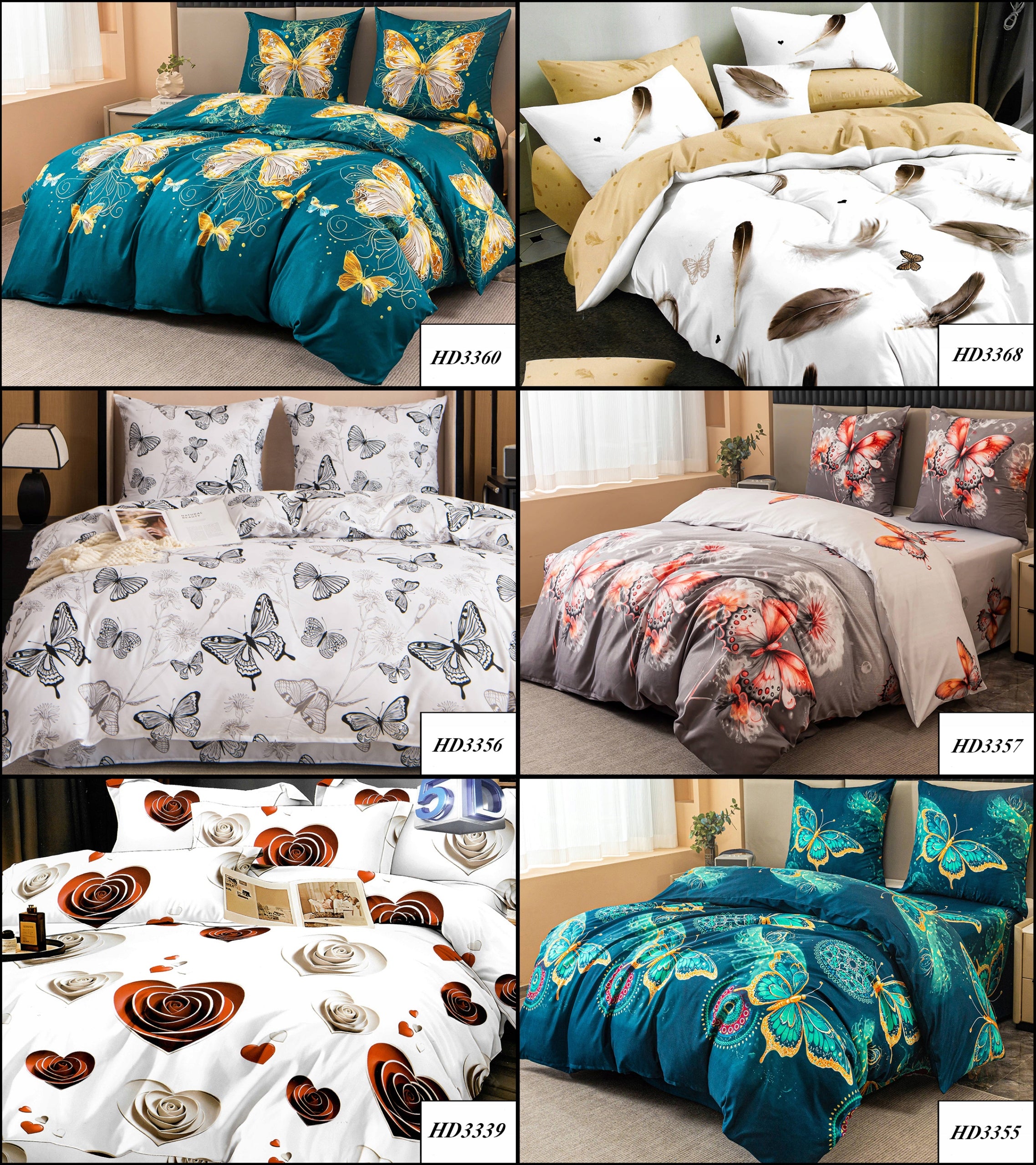 DOUBLE-SIDED BEDDING SET 200x220 + 2 PILLOWCASES + SHEET MANY PATTERNS Packaging status original