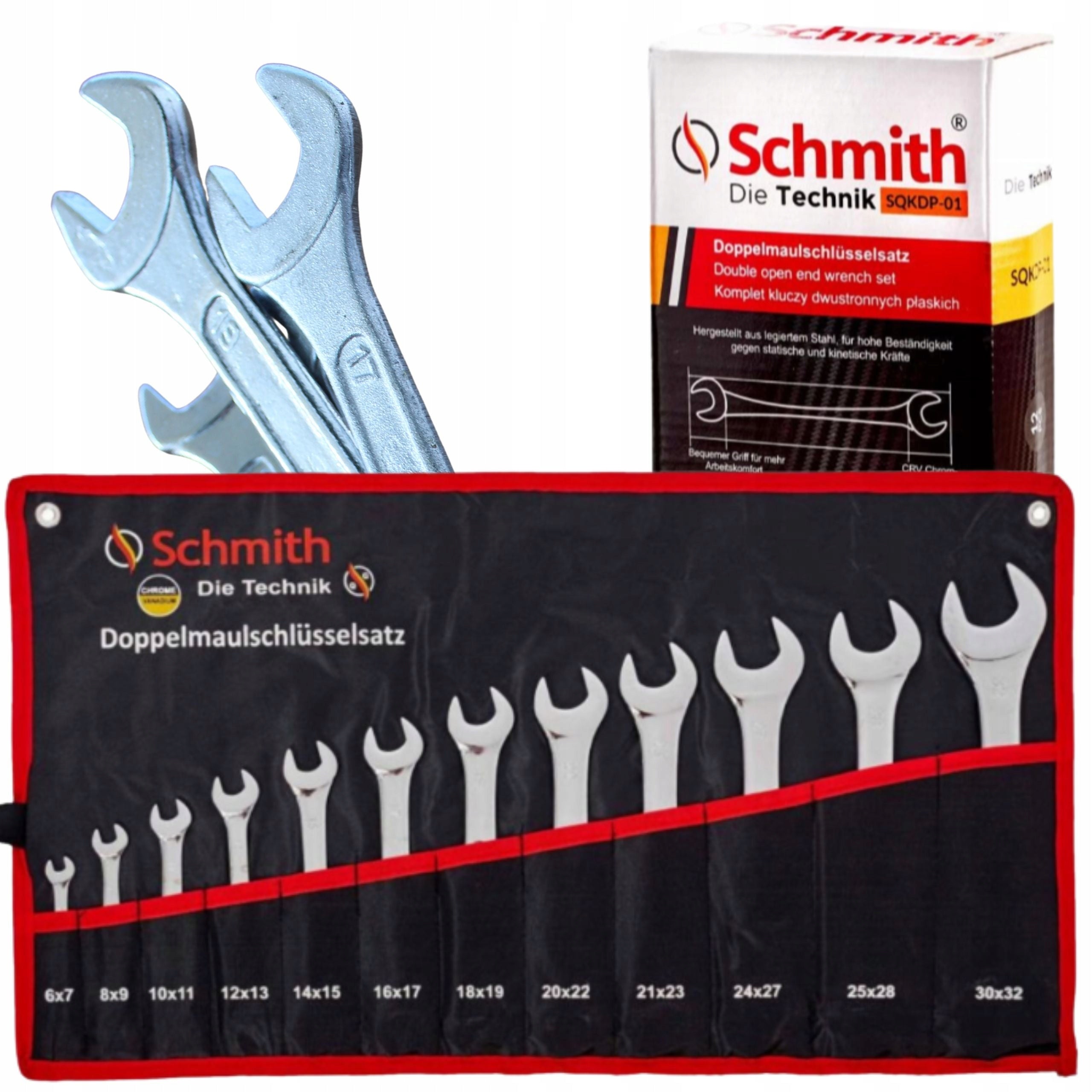DOUBLE-SIDED FLAT KEYS 6-32mm 12pcs SET OF KEYS IN CASE SCHMITH