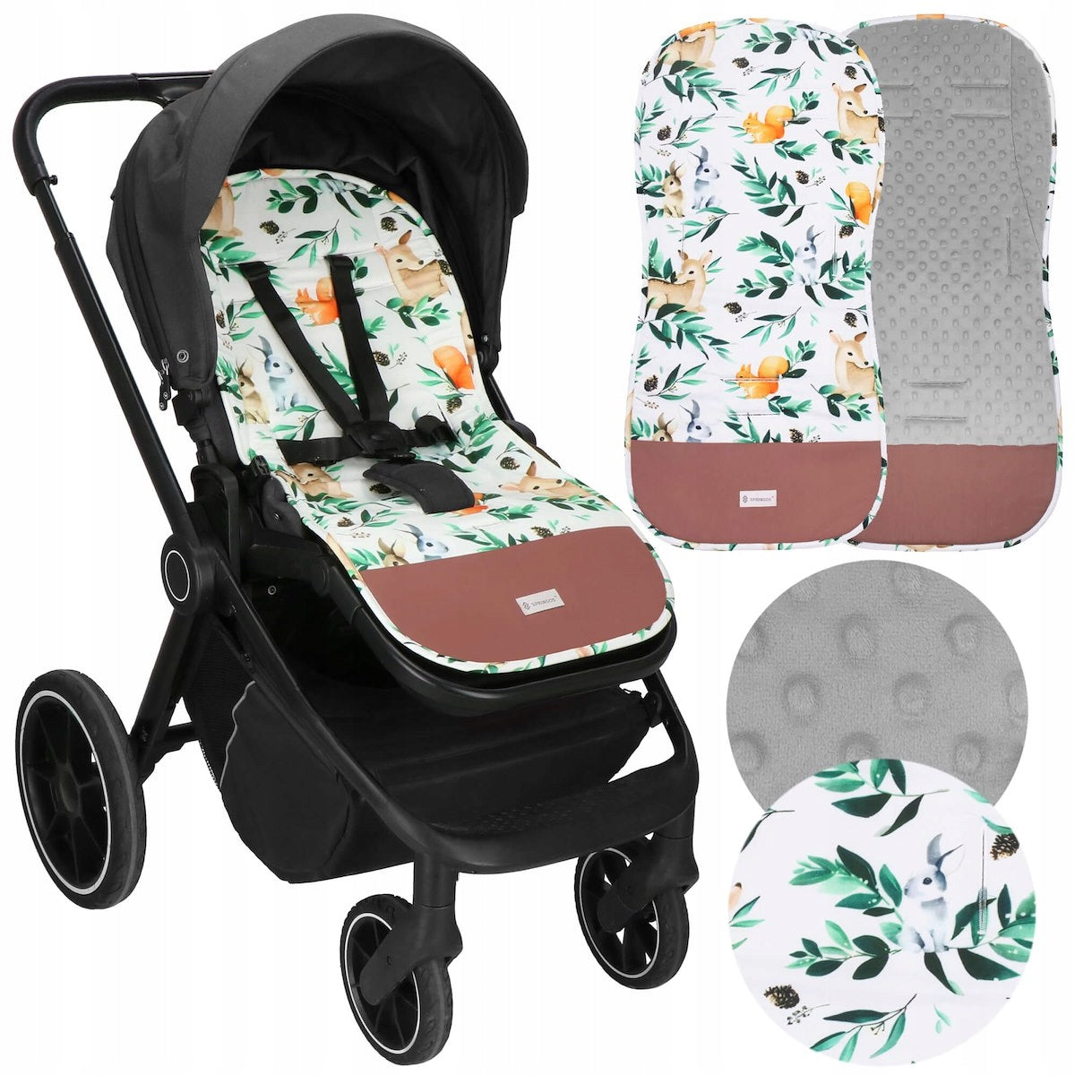 DOUBLE-SIDED INSERT FOR STROLLER REFILL MINKY COTTON 78cm Color gray