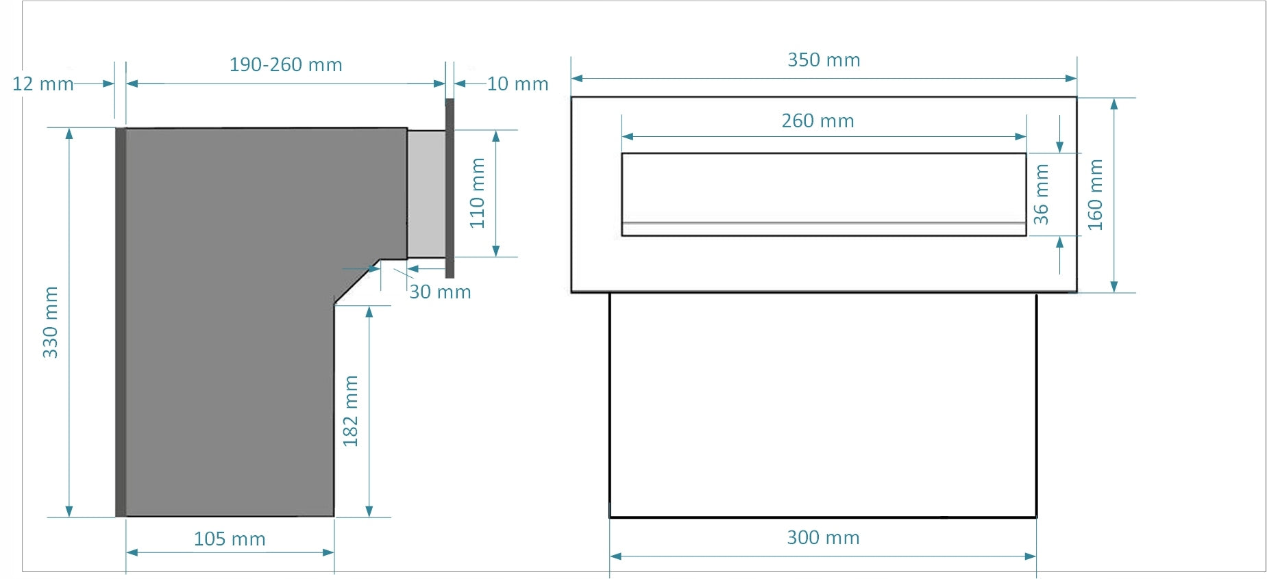 DOUBLE-SIDED PASS-THROUGH LETTER BOX FOR BUILDING C4 ANTHRACITE + 3 KEYS Brand Handmet