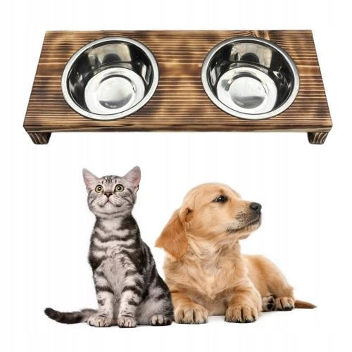 DOUBLE STAND FOR CAT DOG BOWLS WOODEN S