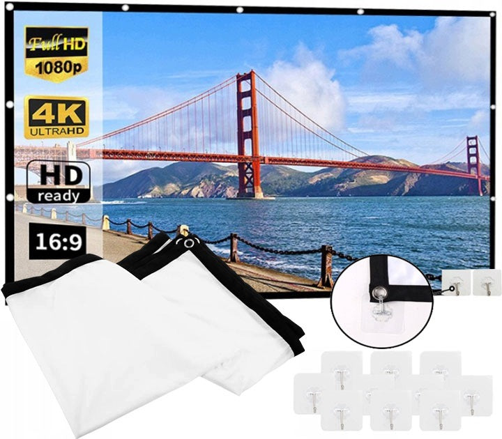 DOUBLE Sided HD PROJECTION SCREEN PORTABLE WALL FOLDING 100"221x125cm