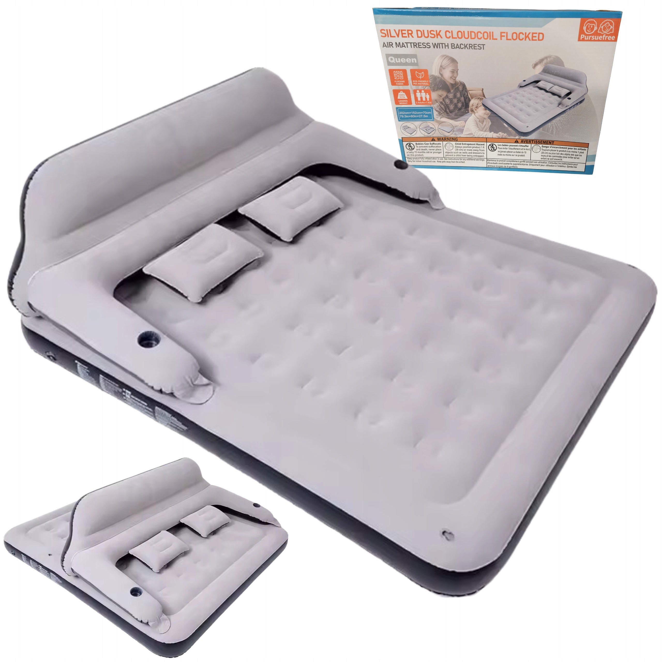 DOUBLE TOURIST MATTRESS XXL WITH HEADREST FOR CAMPING UNDER THE TENT