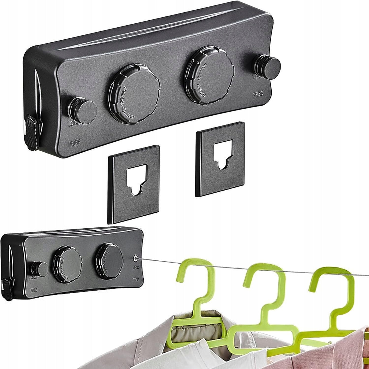 DOUBLE WASHING LINE WITH 2 ROPE 5.1M ADJUSTABLE TENSION 20KG FOR BALCONY