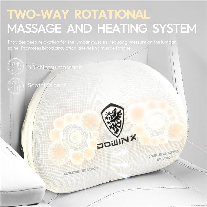DOWINX GAMING CHAIR ERGONOMIC MASSAGE HEATING WHITE Furniture width 70 cm