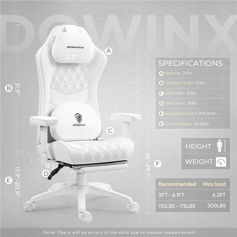 DOWINX GAMING CHAIR ERGONOMIC MASSAGE HEATING WHITE Model KRZESŁO GAMINGOWE