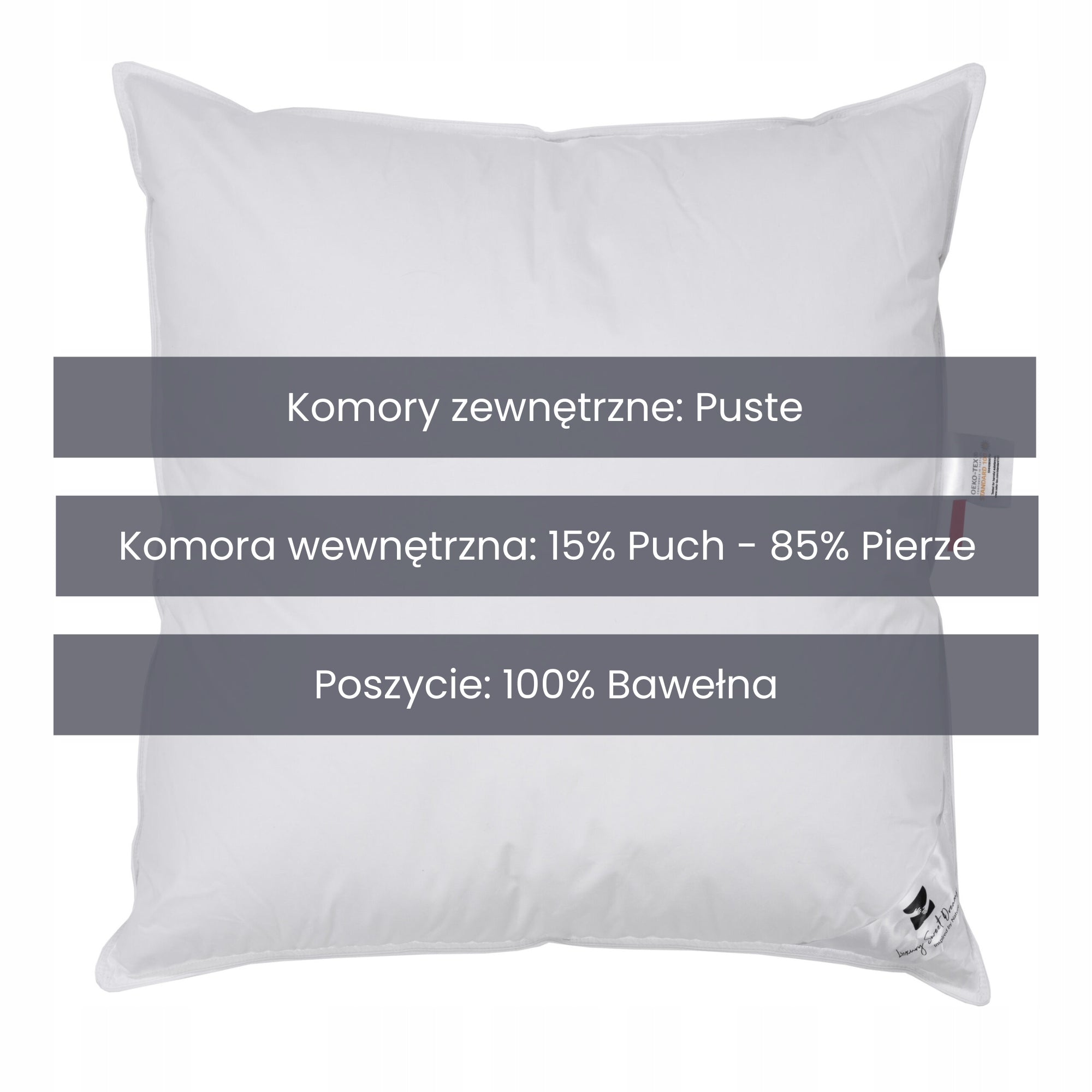 DOWN PILLOW 60x70 CM 3-CHAMBER Polish DUCK DOWN COTTON Packaging status original