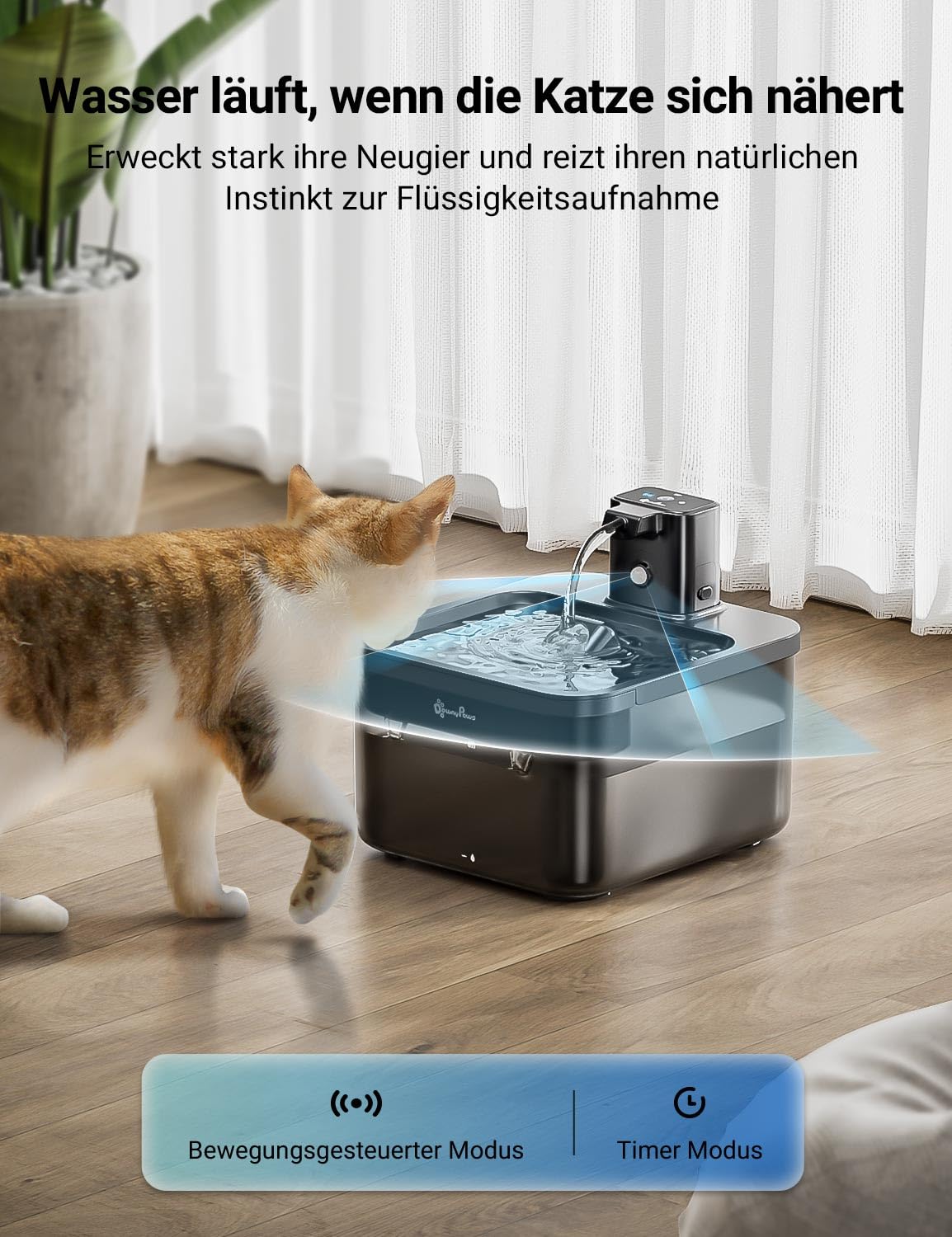 DOWNYPAWS Cat Fountain Wireless 25L Black Packaging status original