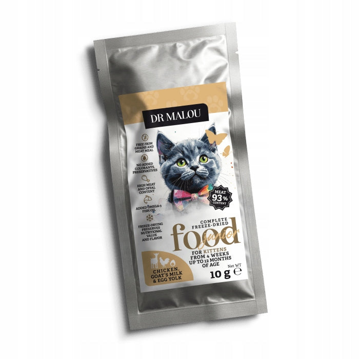 DR MALOU FREEZE-DRIED FOR KITTENS CHICKEN WITH GOAT'S MILK AND YOLK 10G