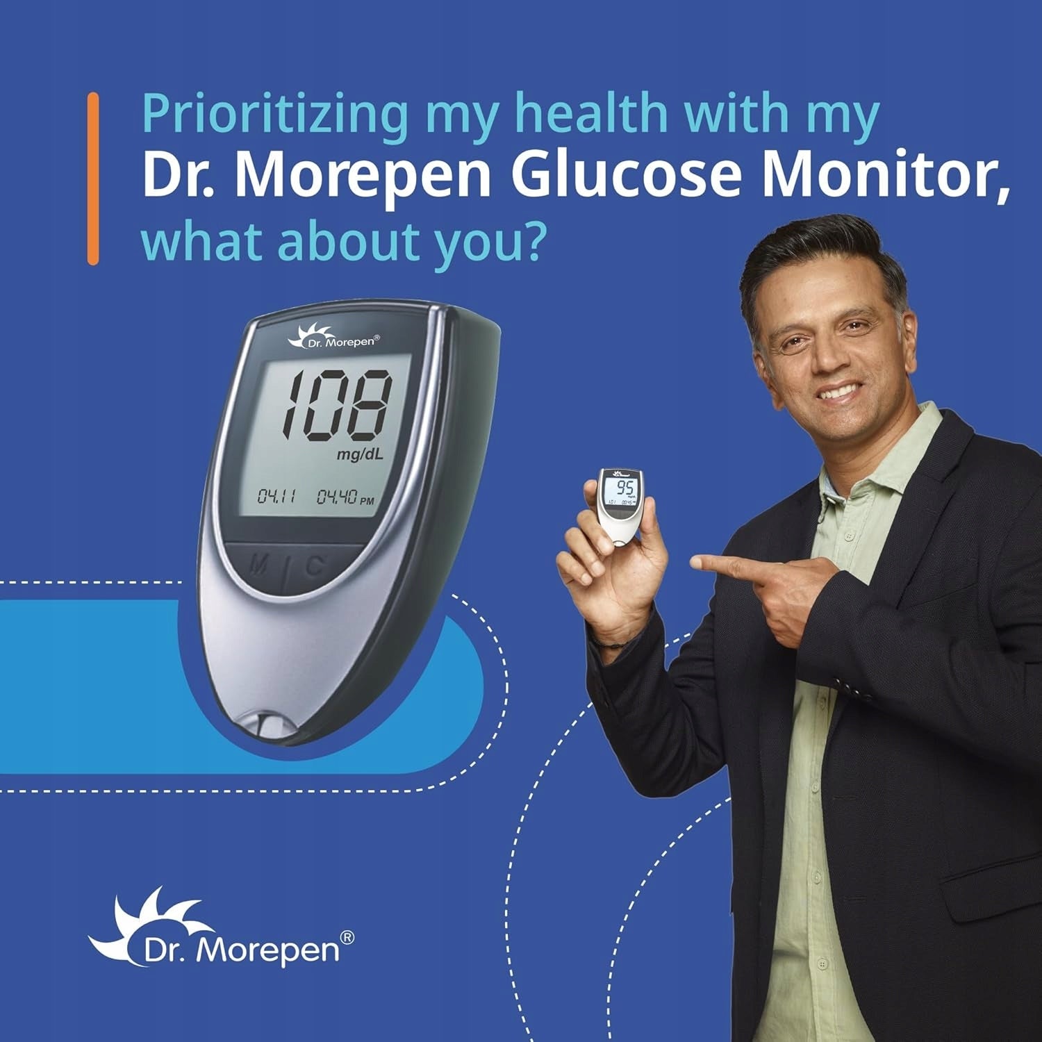 DR. MOREPEN GlucoOne Blood Glucose Monitor Model BG 03 with 25 Strips Packaging status original