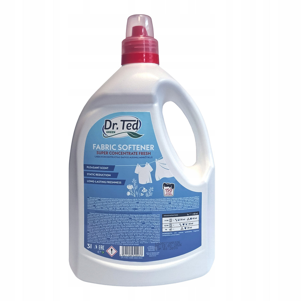 DR TED FRESH softener - Concentrated fabric softener FRESH 3L