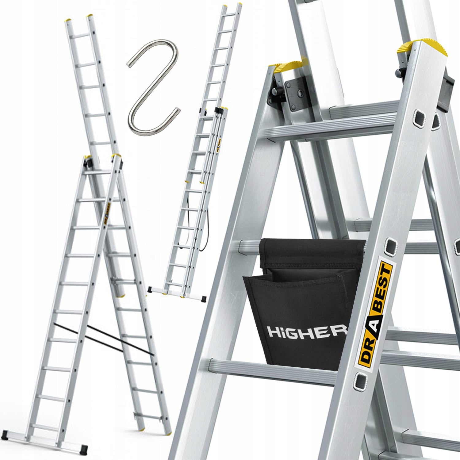 Dreiteilige Mehrzweckleiter Drabest „PRO“ 3x9 