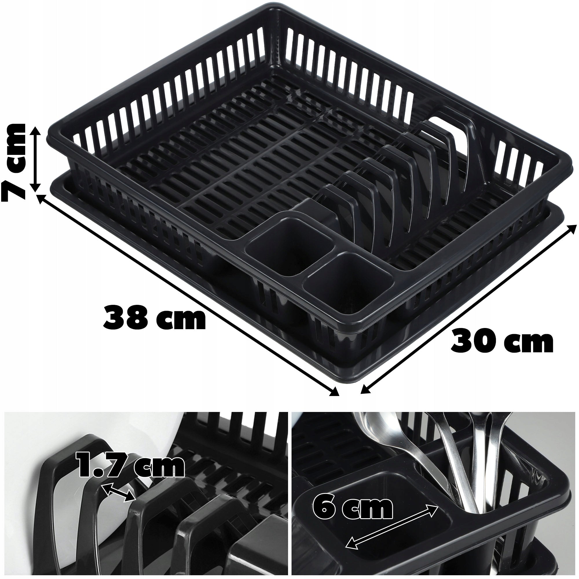 DRAINER DISH DRYER FOR CUTLERY SMALL ONE-LEVEL PLASTIC 38cm Brand Kadax