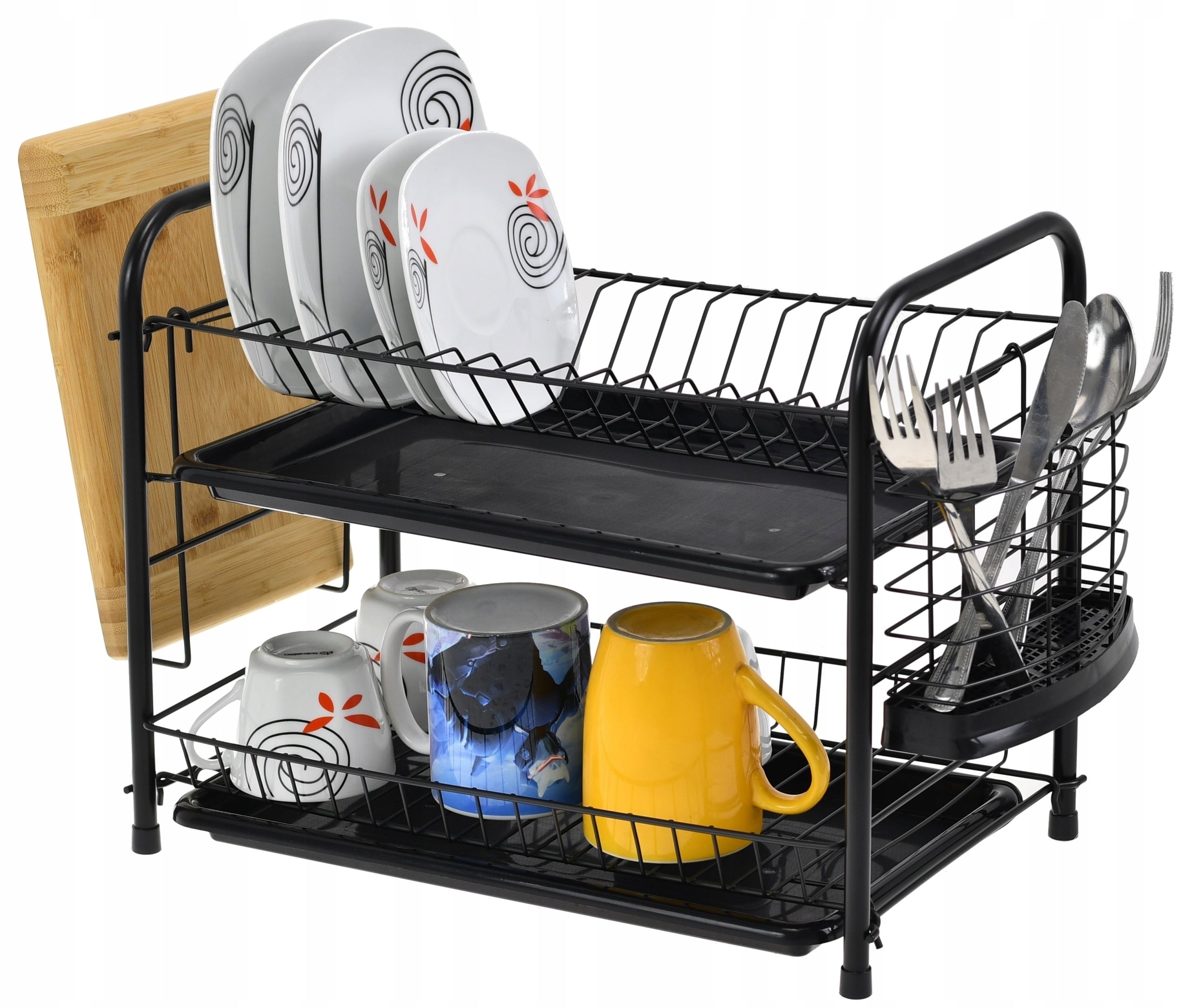 DRAINER DISH DRYER PLATES CUTLERY BLACK