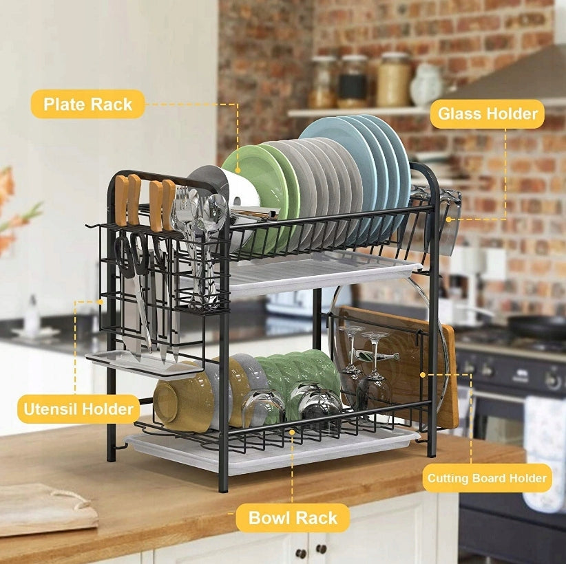 DRAINER DISH DRYER TWO-LEVEL BLACK Color black