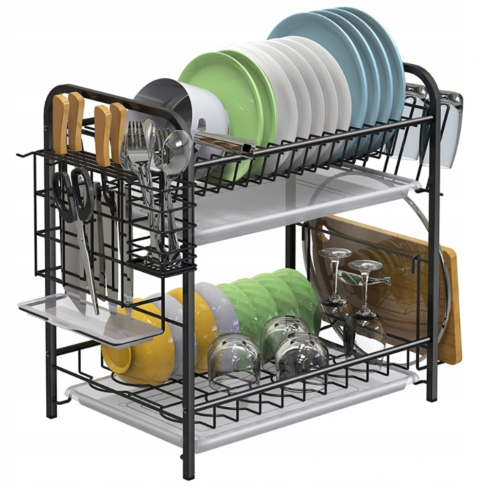 DRAINER DISH DRYER TWO-LEVEL BLACK