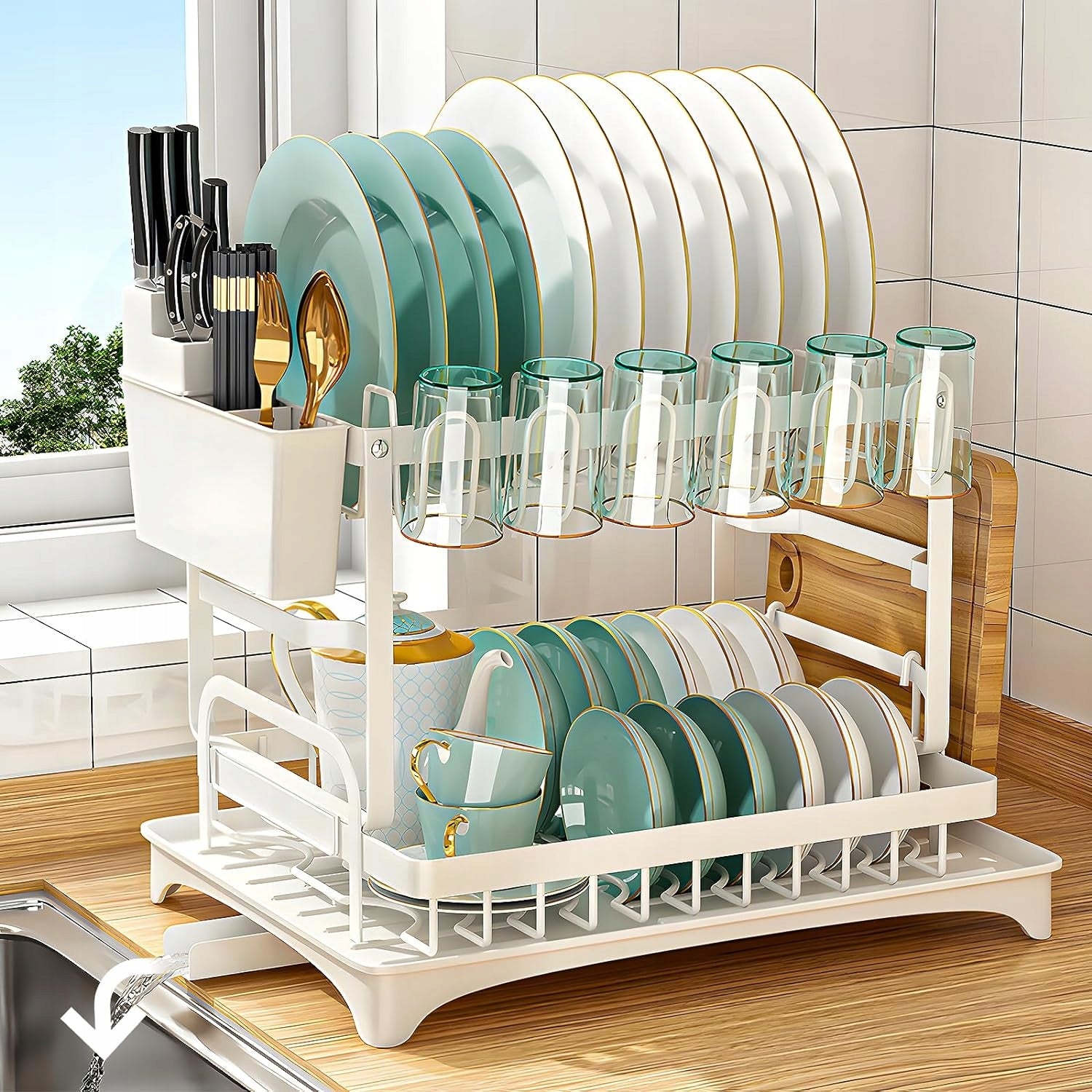 DRAINER DISH DRYER TWO-LEVEL WITH DRAIN WHITE Brand no brand