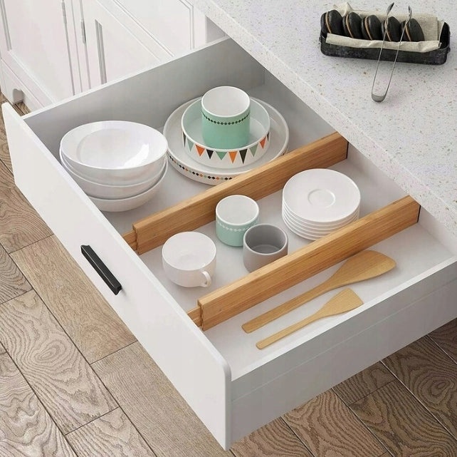 DRAWER DIVIDERS ORGANIZERS 4 PIECES BAMBOO COMPARTMENTS SEPARATORS Brand WTM