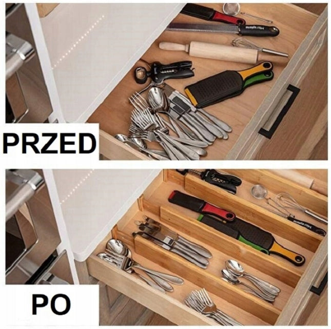 DRAWER DIVIDERS ORGANIZERS 4 PIECES BAMBOO COMPARTMENTS SEPARATORS Reinforcement type plastic
