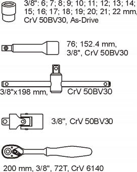 DRAWER INSERT SET NARZ.3/8" 22CZ. Brand Yato