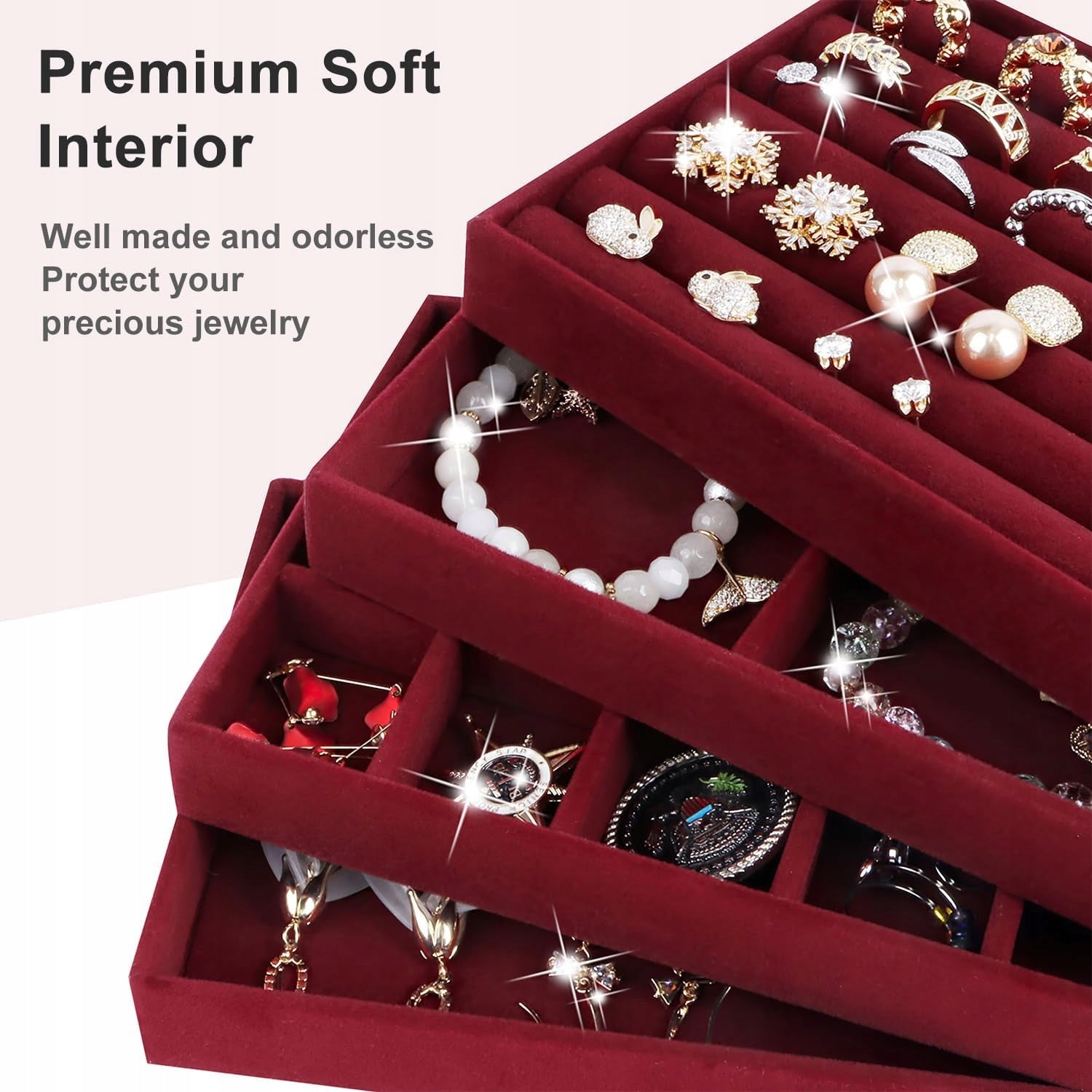 DRAWER JEWELRY ORGANIZER SET OF 4 BURGUNDY CARTRIDGE Kind drawer organizer