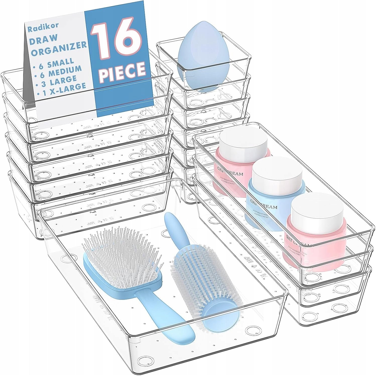 DRAWER ORGANIZER 16 ELEMENTS FOR DRESSING TABLE COSMETICS IN 4 SIZES
