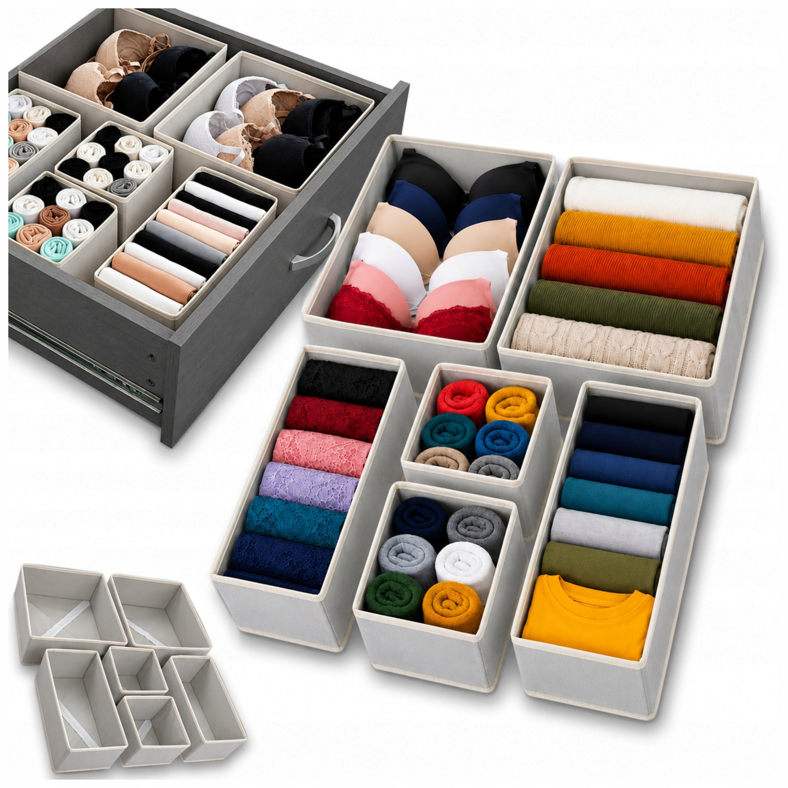 DRAWER ORGANIZER SET OF 6 PIECES FOR UNDERWEAR CLOTHES FOR CLOSET PARTITION