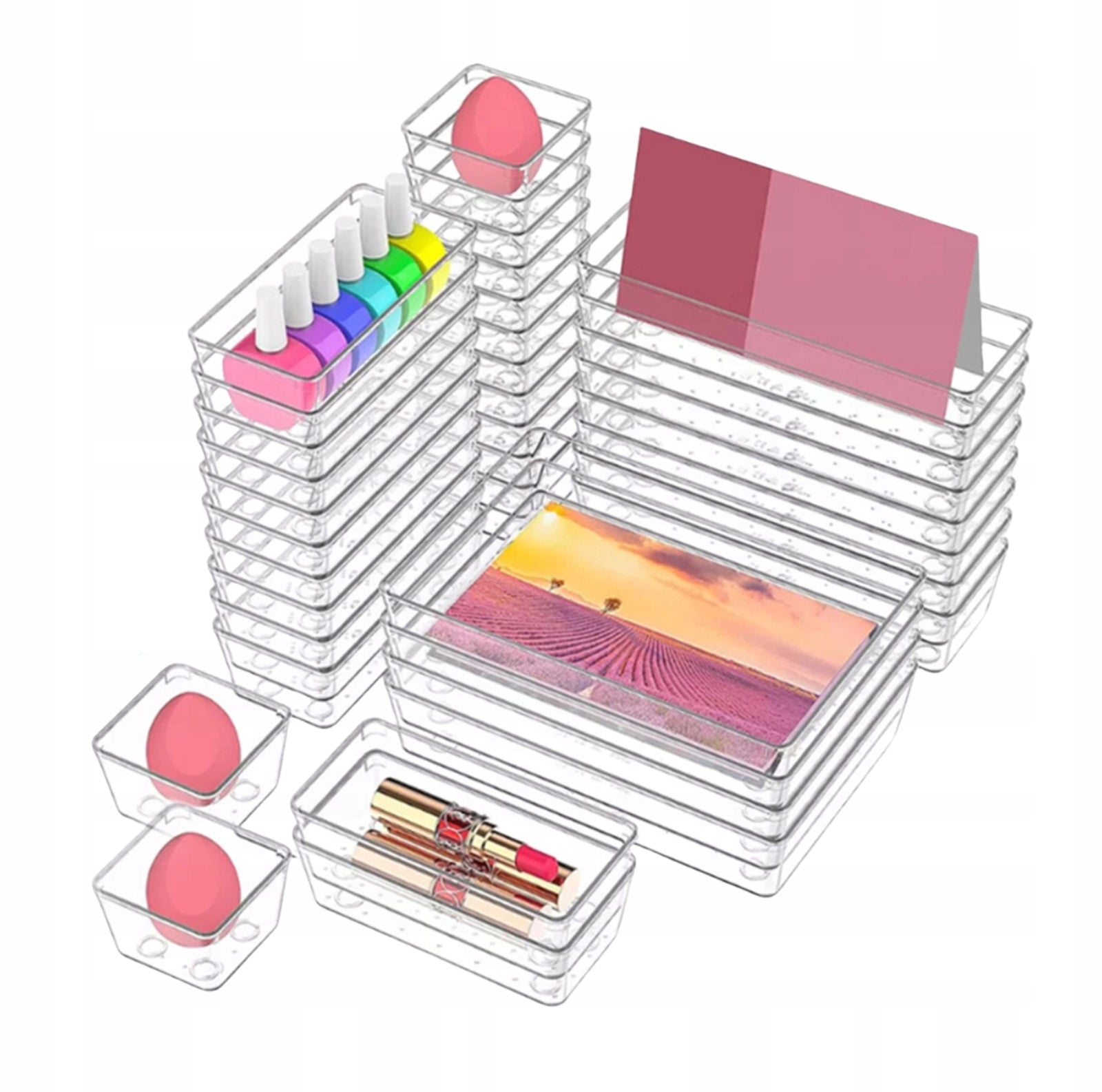 DRAWER ORGANIZERS FOR COSMETICS TRANSPARENT SET 36X