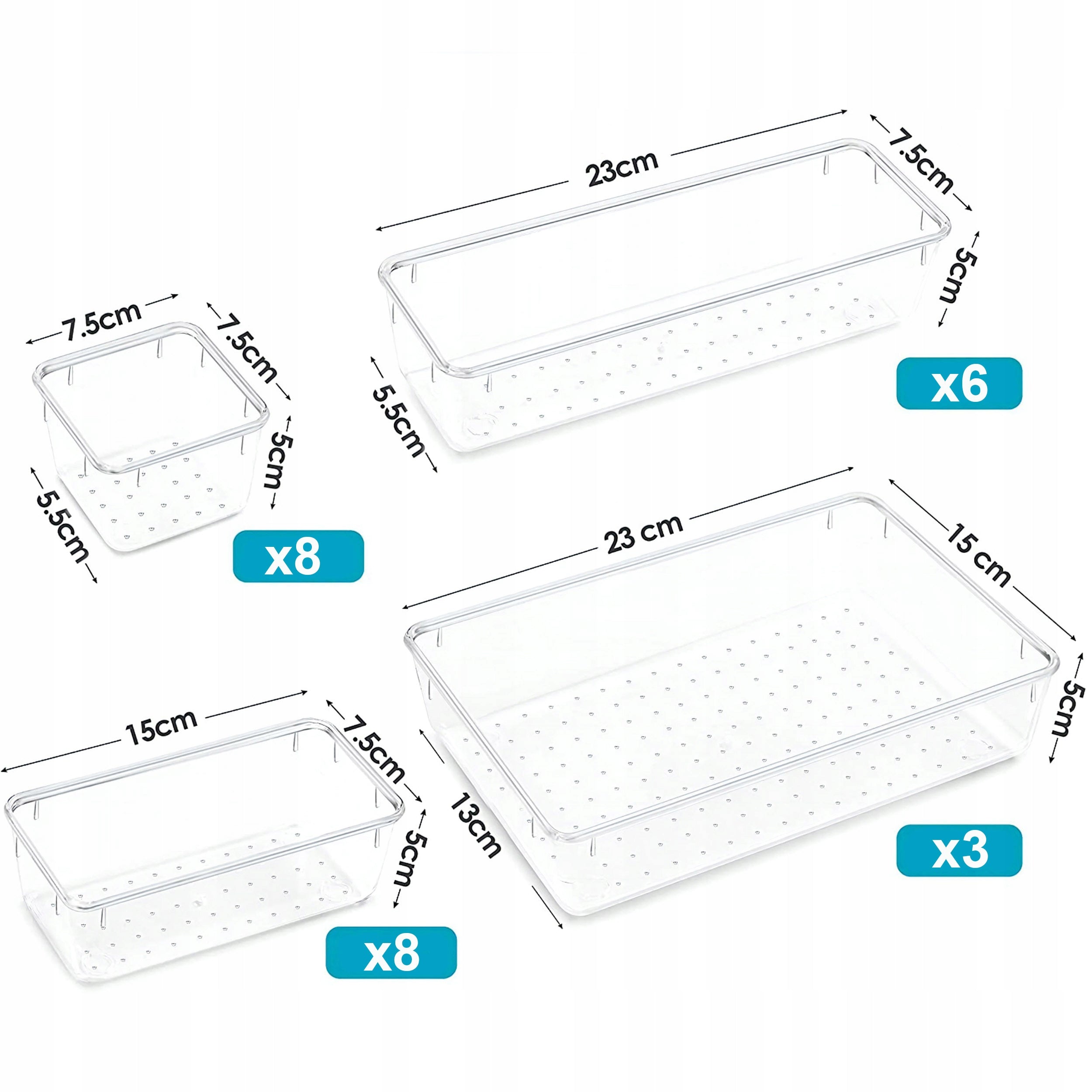 DRAWER ORGANIZERS FOR COSMETICS TRANSPARENT SET OF 25 PIECES Brand no brand