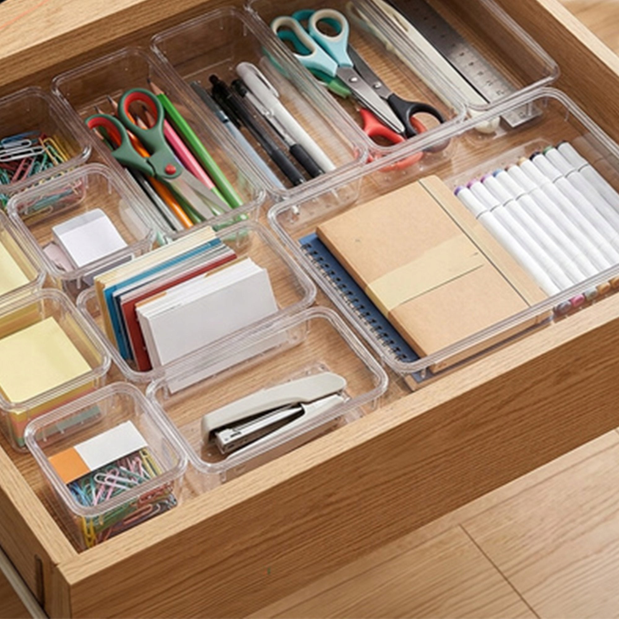 DRAWER ORGANIZERS FOR COSMETICS TRANSPARENT SET OF 25 PIECES Color transparent