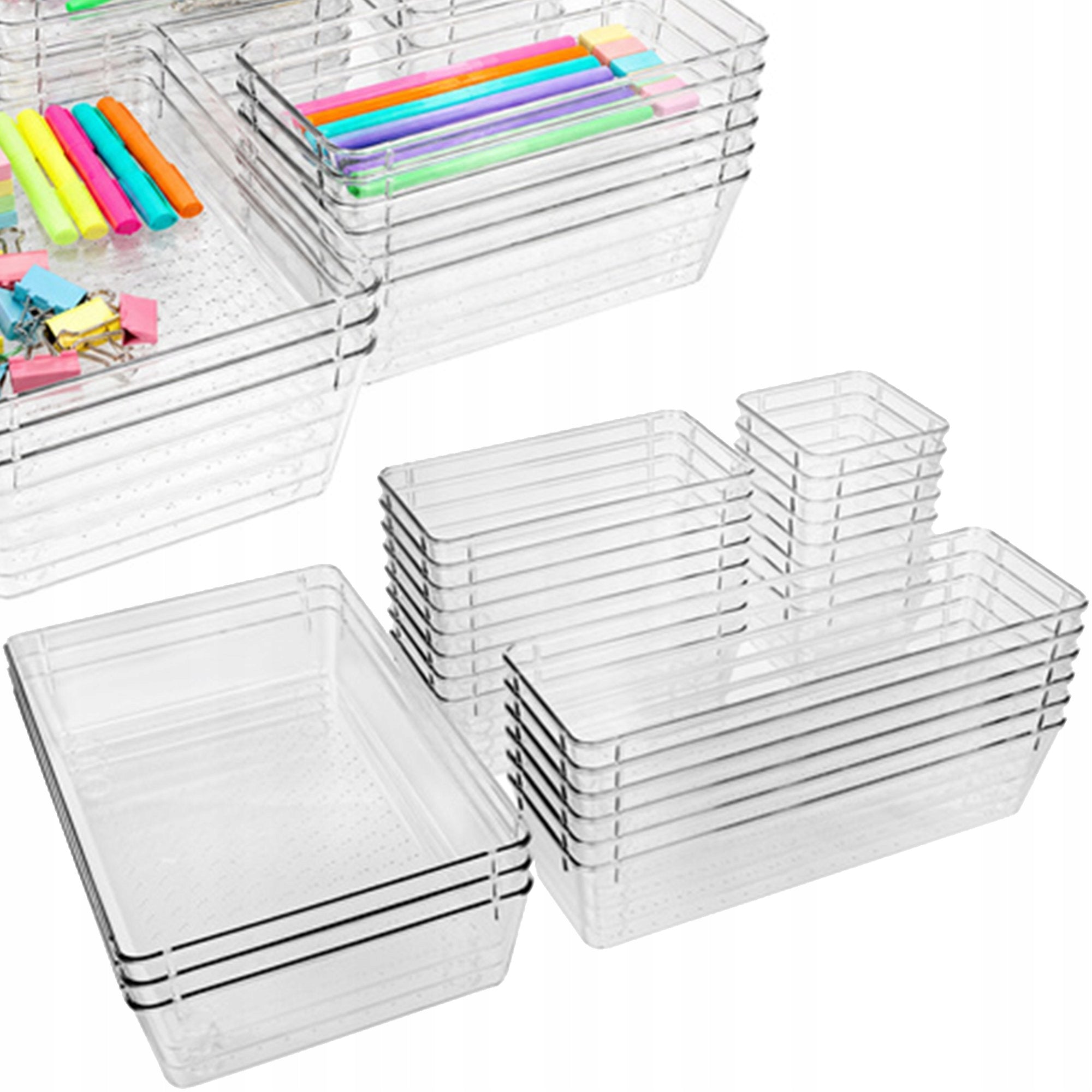 DRAWER ORGANIZERS FOR COSMETICS TRANSPARENT SET OF 25 PIECES