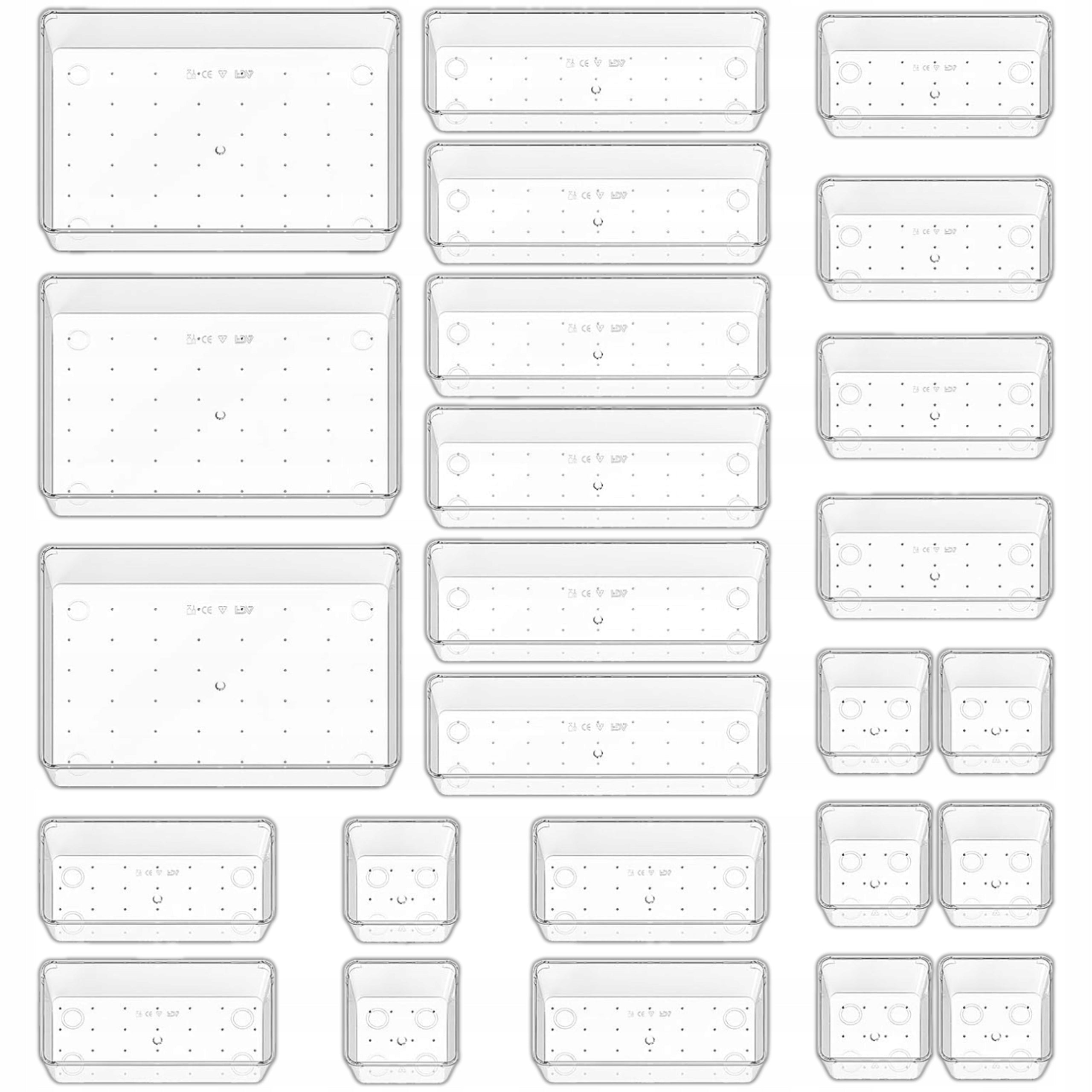 DRAWER ORGANIZERS FOR COSMETICS TRANSPARENT SET OF 25 PIECES