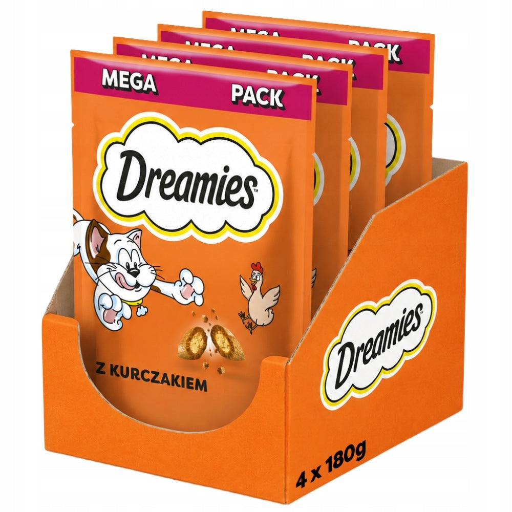 DREAMIES CRUNCHY CAT TREATS FLAVORS WITH CHICKEN 4X180G (720G)