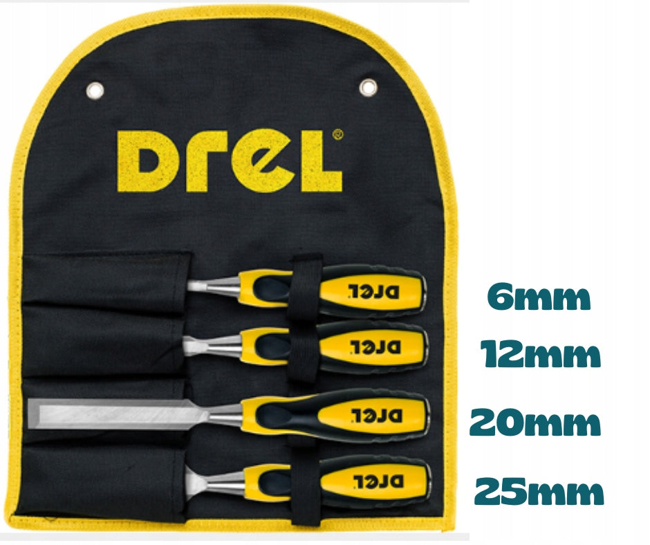 DREL CARPENTRY CHISEL FLAT FOR WOOD CARPENTRY CHISEL SET 4PCS. Blade type flat