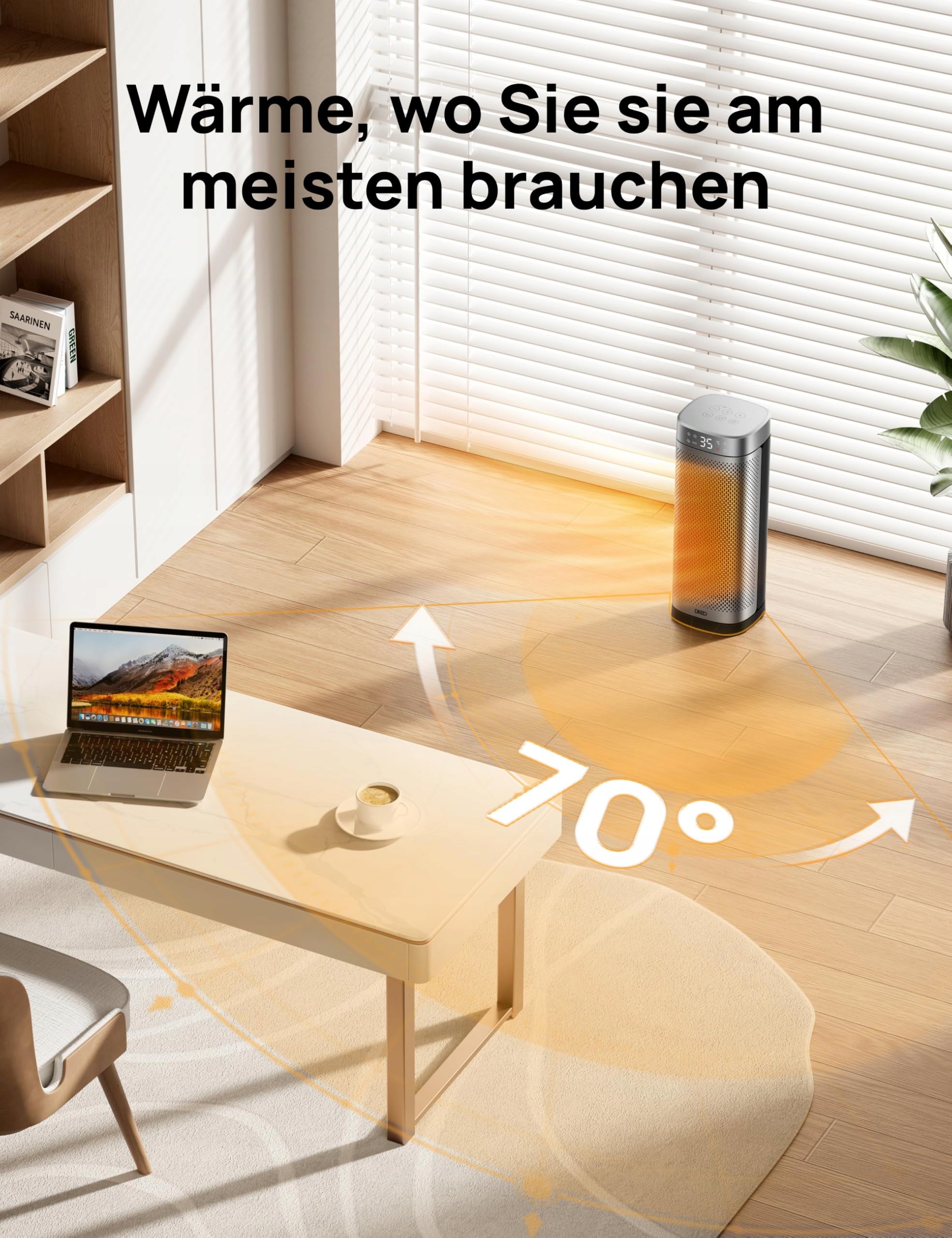 DREO Electric Heater 16 Inch Energy Saving With Thermostat Quiet Heating power 1500 W