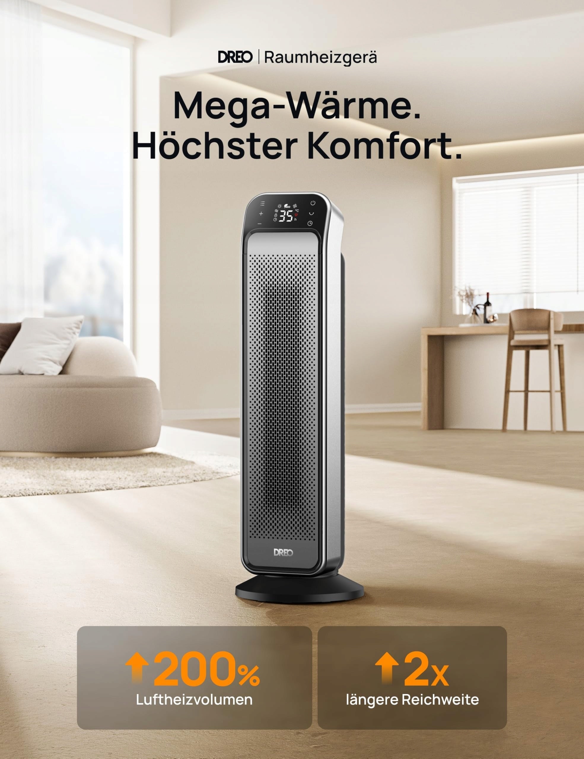 DREO Energy Efficient Ceramic Heater 2000W with Thermostat and Remote Control Brand no brand