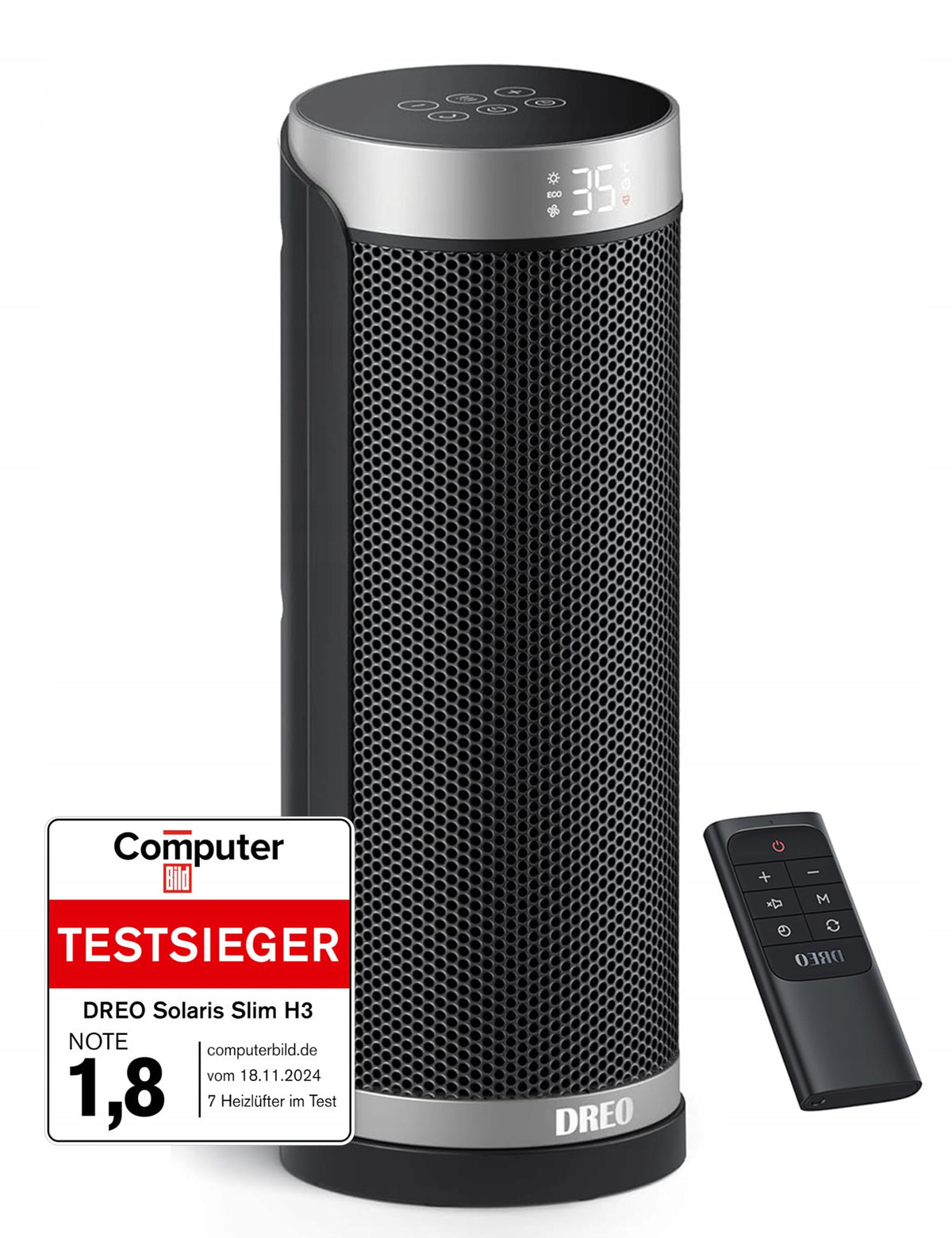 DREO Energy Efficient Ceramic Heater Quiet With Remote Control 70° Oscillation