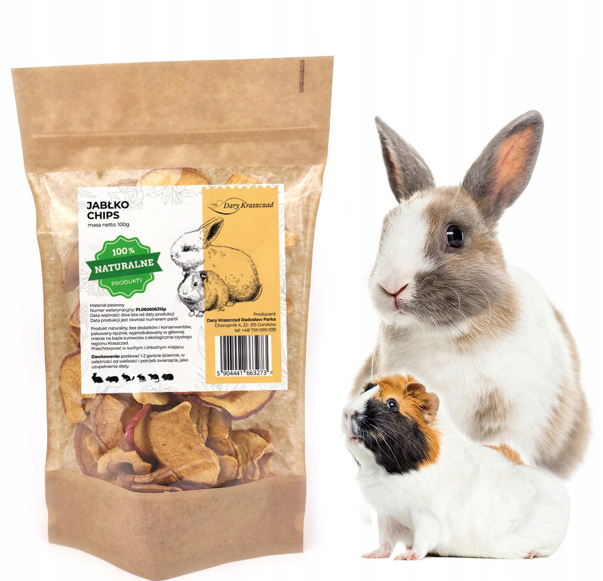 DRIED APPLES FOR RABBIT RODENTS NATURAL FRESH TREAT 100g